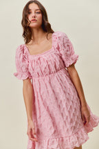 Ruched Textured Mini Dress -