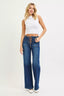 Front Lace Up Wide Leg Jeans - DARK