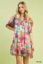 Watercolor Floral Babydoll Dress -