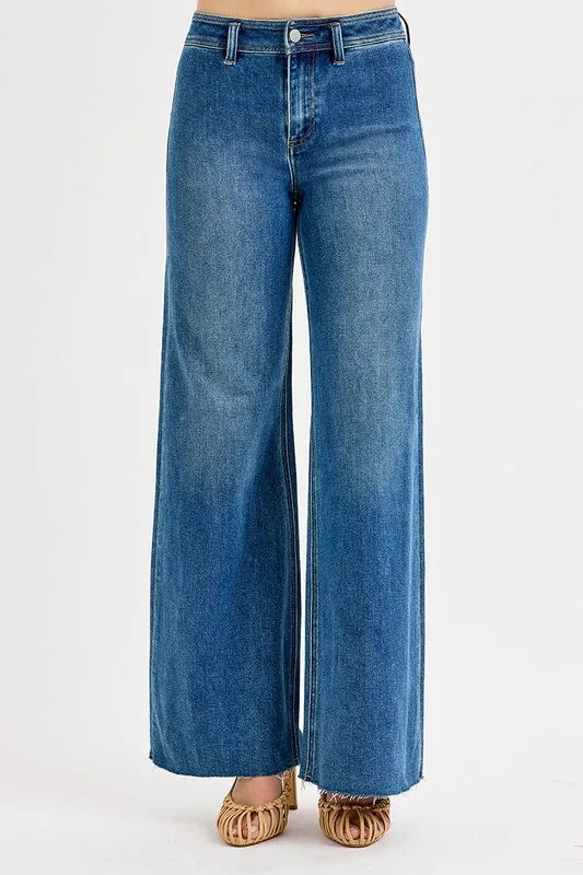 High Rise Wide Leg Denim Jeans -