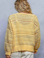 Floral Open Knit Button Cardigan -