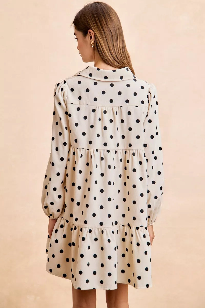 Polka Dot Corduroy Mini Dress -