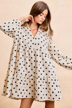 Polka Dot Corduroy Mini Dress -