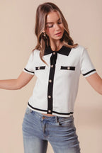 Button Down Knit Sweater Shirt -