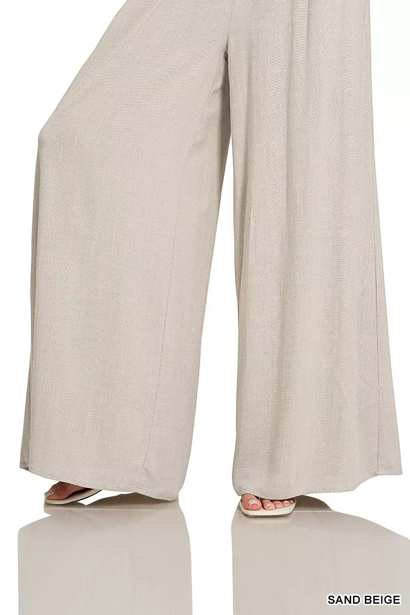 Smocked Waist Wide Leg Lounge Pants -