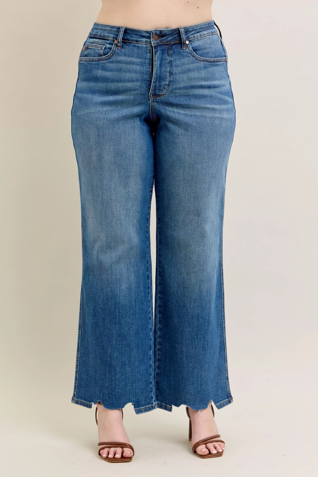 Tummy Control Wide Leg Frayed HemJeans -