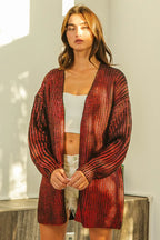 Metallic Knit Open Front Cardigan -