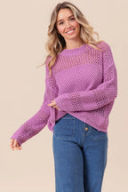 Openwork Long Sleeve Knit Sweater -