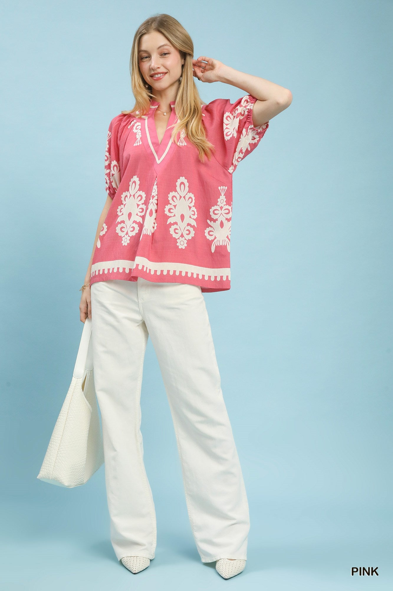 Boho Print Split Neck Blouse Secondary image