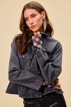 Peplum Pocket Denim Jacket -