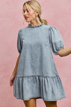 Tiered Denim Mini Dress -