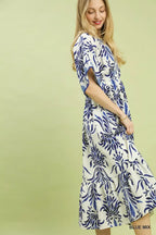 Floral Border Pocket Midi Dress -