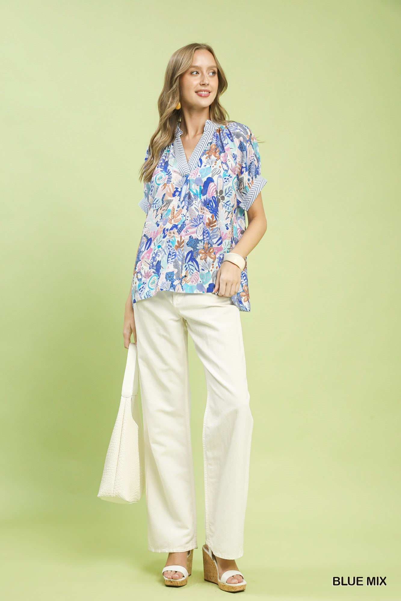 Boho Printed V-Neck Blouse -