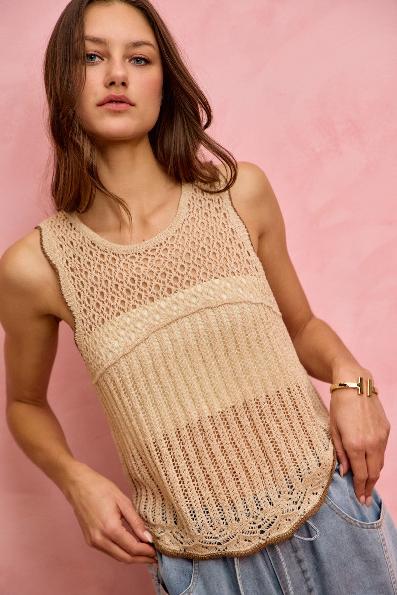 Crochet Lace Lightweight Sweater Vest -