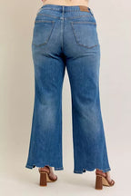 Tummy Control Wide Leg Frayed HemJeans -
