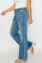 Mid Rise Whisker Wash Bootcut Jeans -