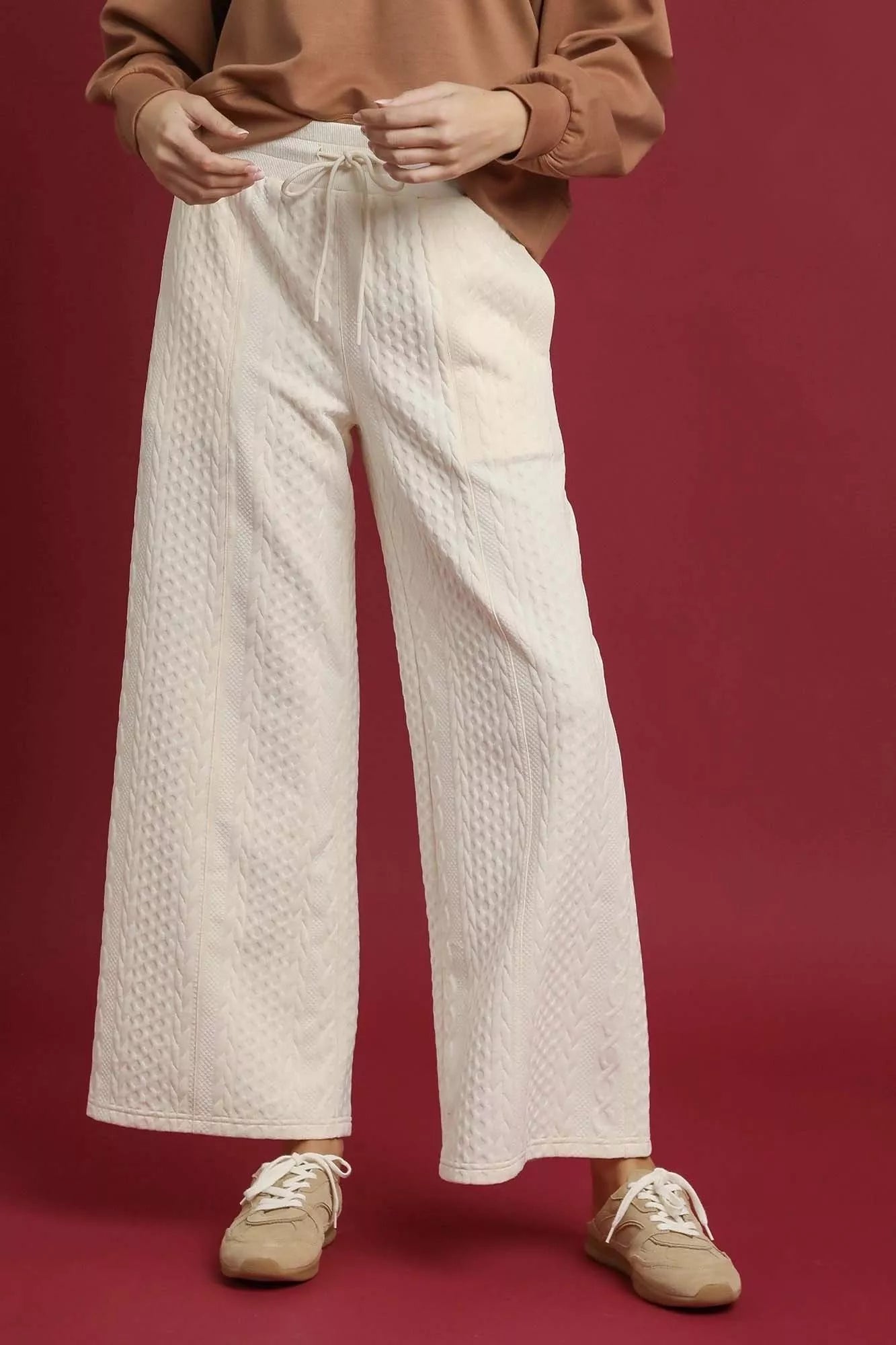 Cable Knit Textured Wide Leg Pants Secondary image