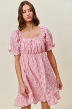 Ruched Textured Mini Dress -