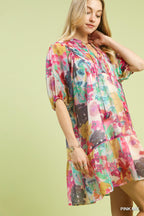 Watercolor Floral Babydoll Dress -