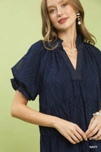 Textured Ruffle Collar Tiered Mini Dress -
