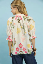 Floral Puff Sleeve Blouse -