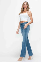 Mid Rise Whisker Wash Bootcut Jeans -