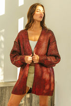 Metallic Knit Open Front Cardigan -