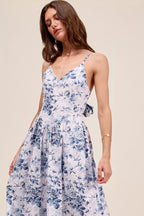 Floral Tie Back Midi Dress -