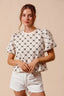 Textured Bubble Sleeve Woven Top - IVORY