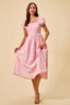 Polka Dot Puff Sleeve Midi Dress - PINK