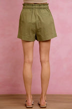 Paperbag Drawstring Twill Pocket Shorts -