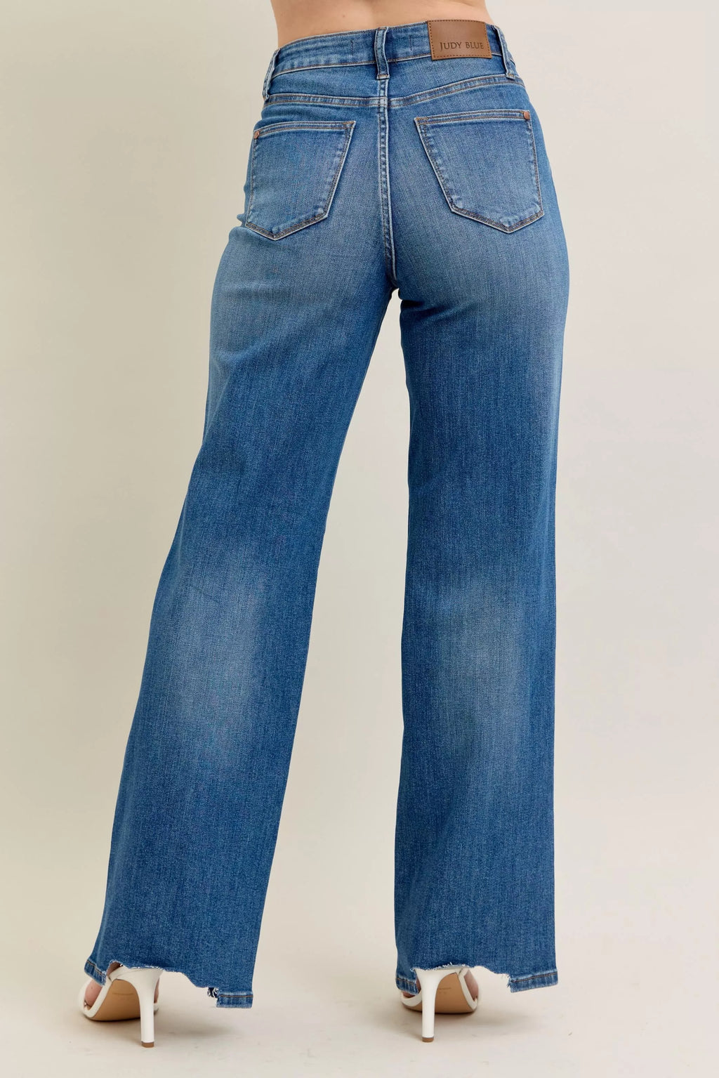 Tummy Control Wide Leg Frayed HemJeans -