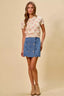 Scalloped Button Front Denim Skirt - Denim
