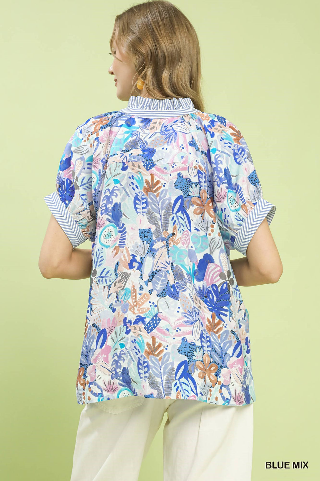Boho Printed V-Neck Blouse -