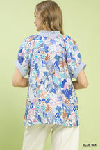 Boho Printed V-Neck Blouse -