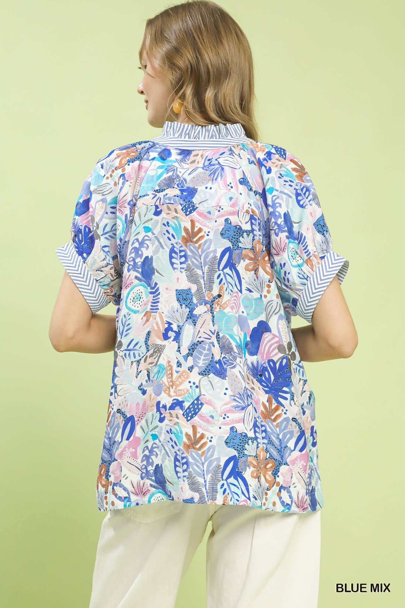 Boho Printed V-Neck Blouse -