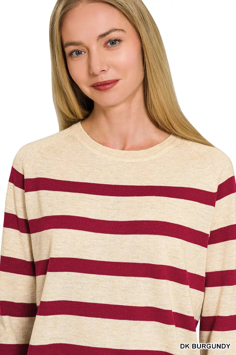 Lightweight Striped Wool Blend Sweater -