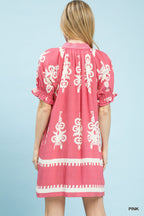 Border Print Swing Mini Dress -
