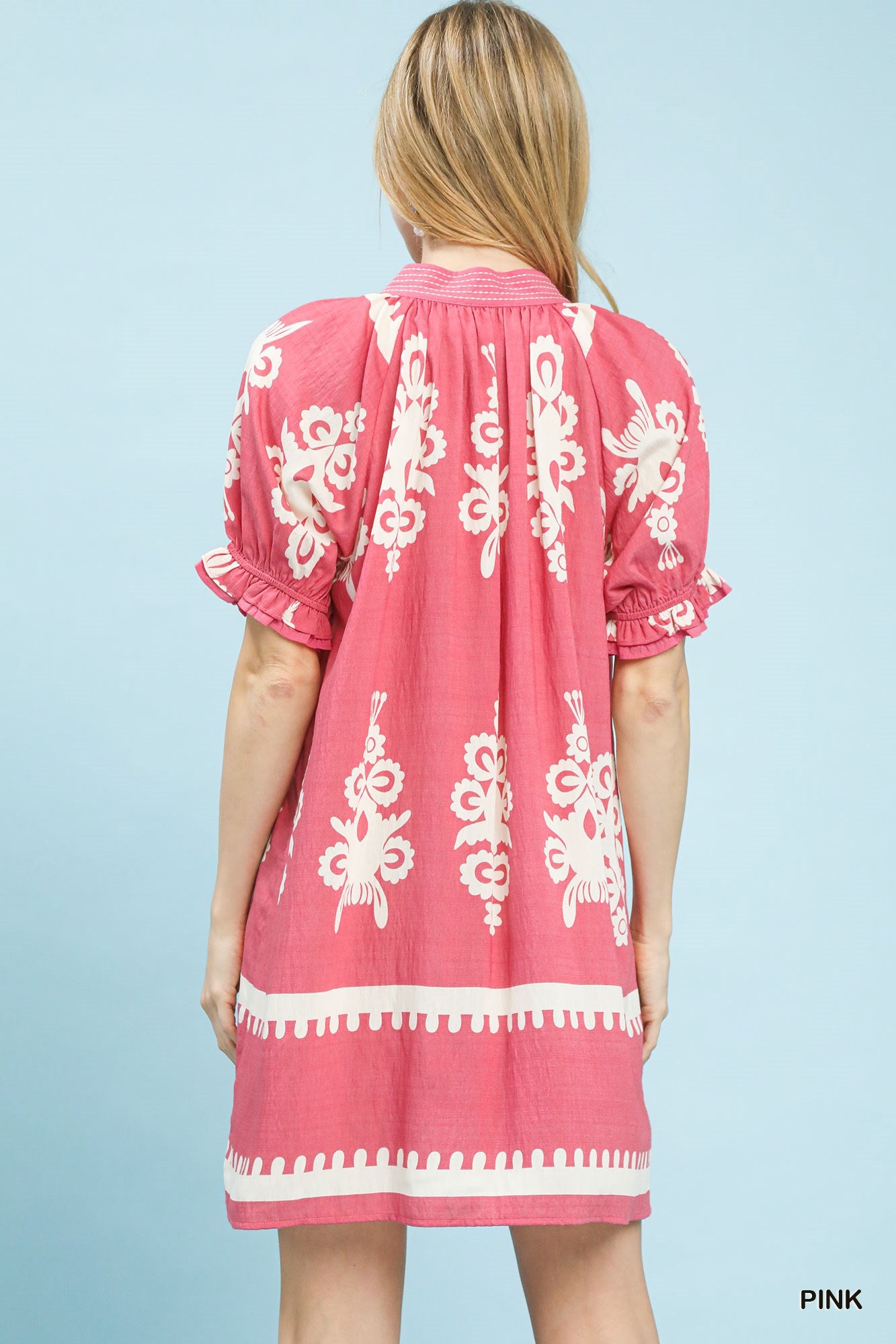 Border Print Swing Mini Dress -