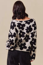Loose Floral Knit Lightweight Sweater -