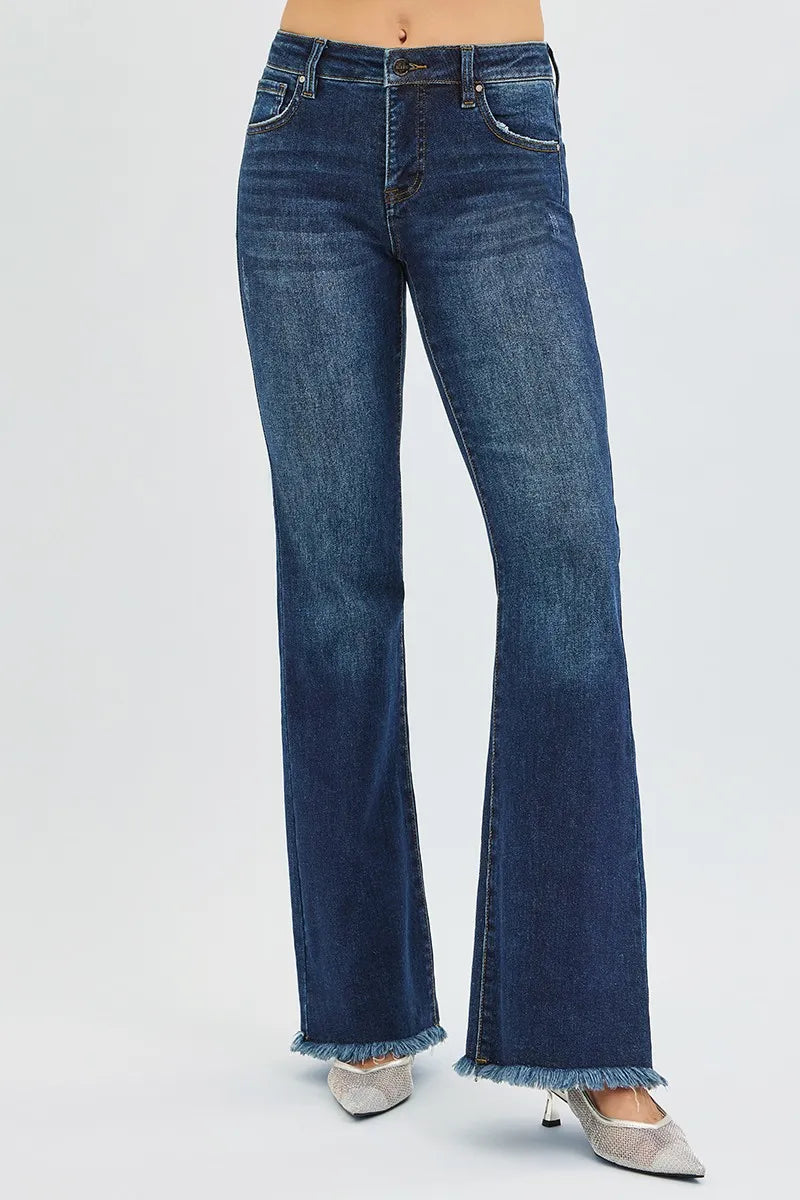 Mid Rise Tummy Control Flare Jeans -