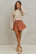 Pintuck Corduroy Mini Skirt -
