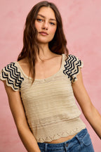 Flutter Sleeve Knit Top -