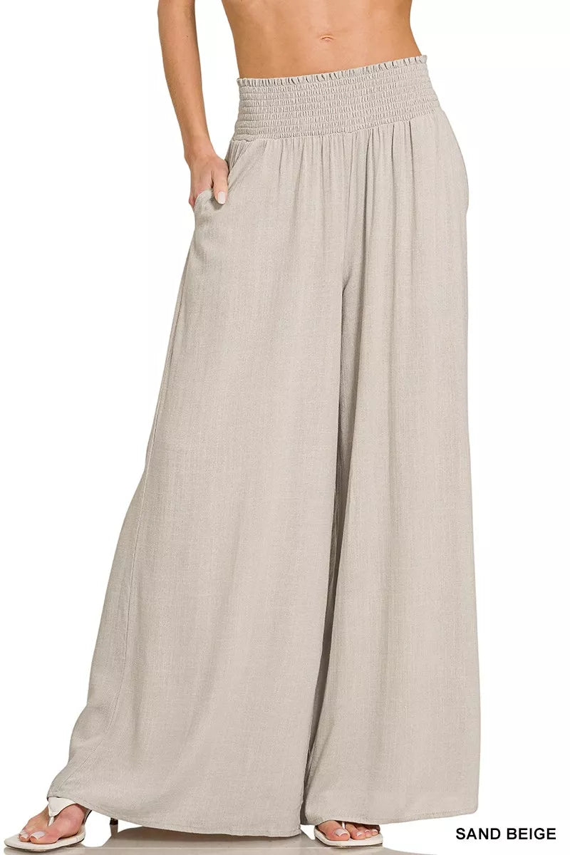 Smocked Waist Wide Leg Lounge Pants Secondary image