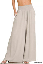 Smocked Waist Wide Leg Lounge Pants -