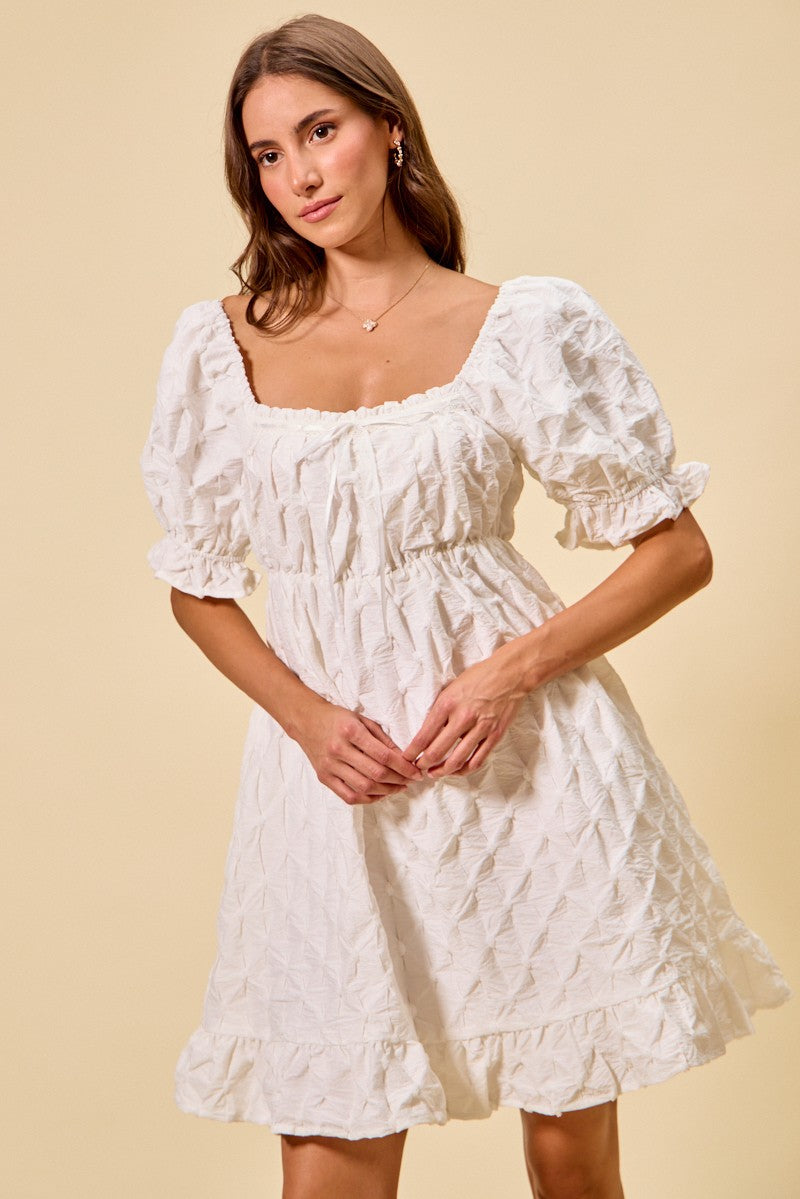 Textured Ruched Bust Mini Dress -