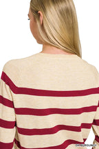 Lightweight Striped Wool Blend Sweater -