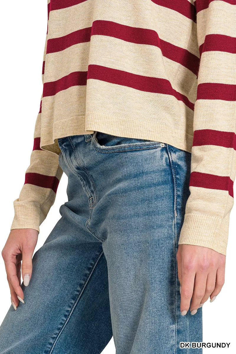 Lightweight Striped Wool Blend Sweater -