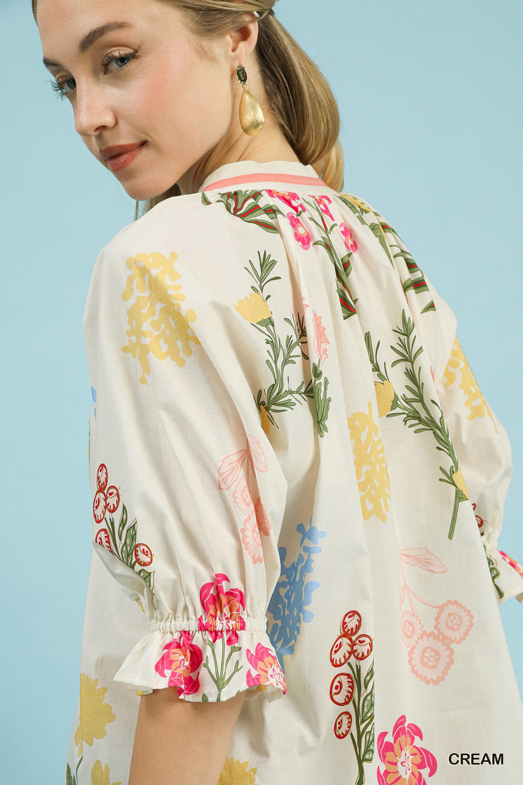 Floral Puff Sleeve Blouse -