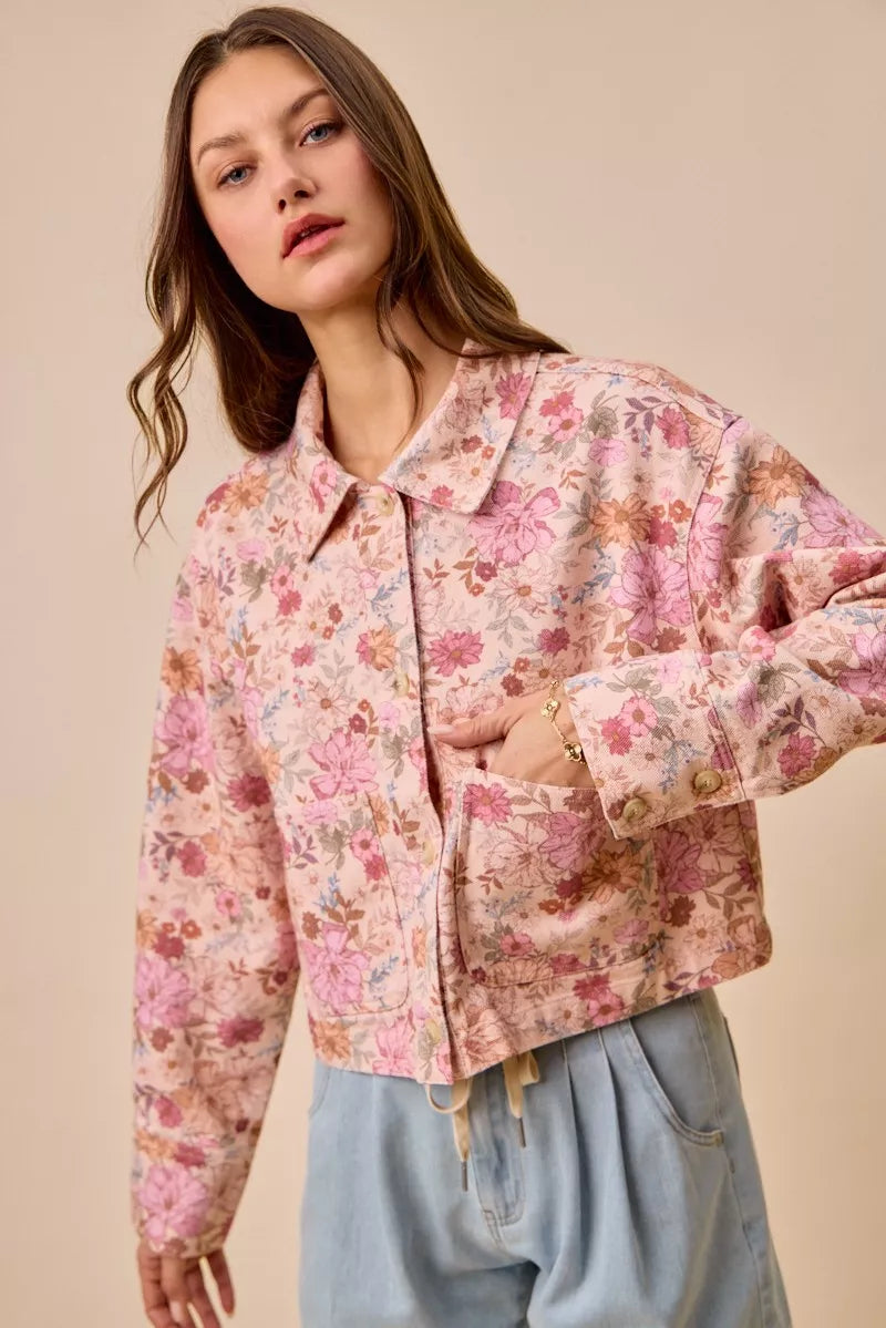 Floral Cotton Twill Barn Jacket -